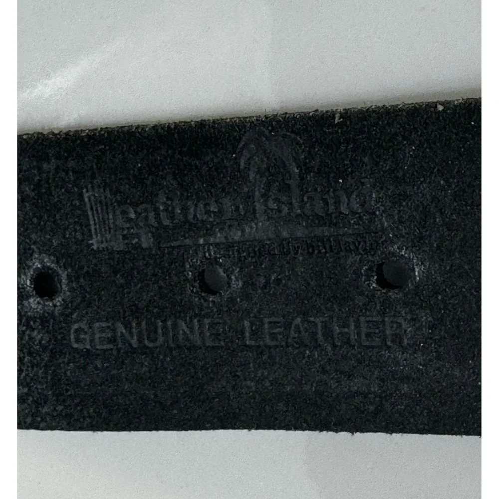 Men's Leather Island Sak's Fifth Ave Leather Studded Black Belt Size 34 Rare